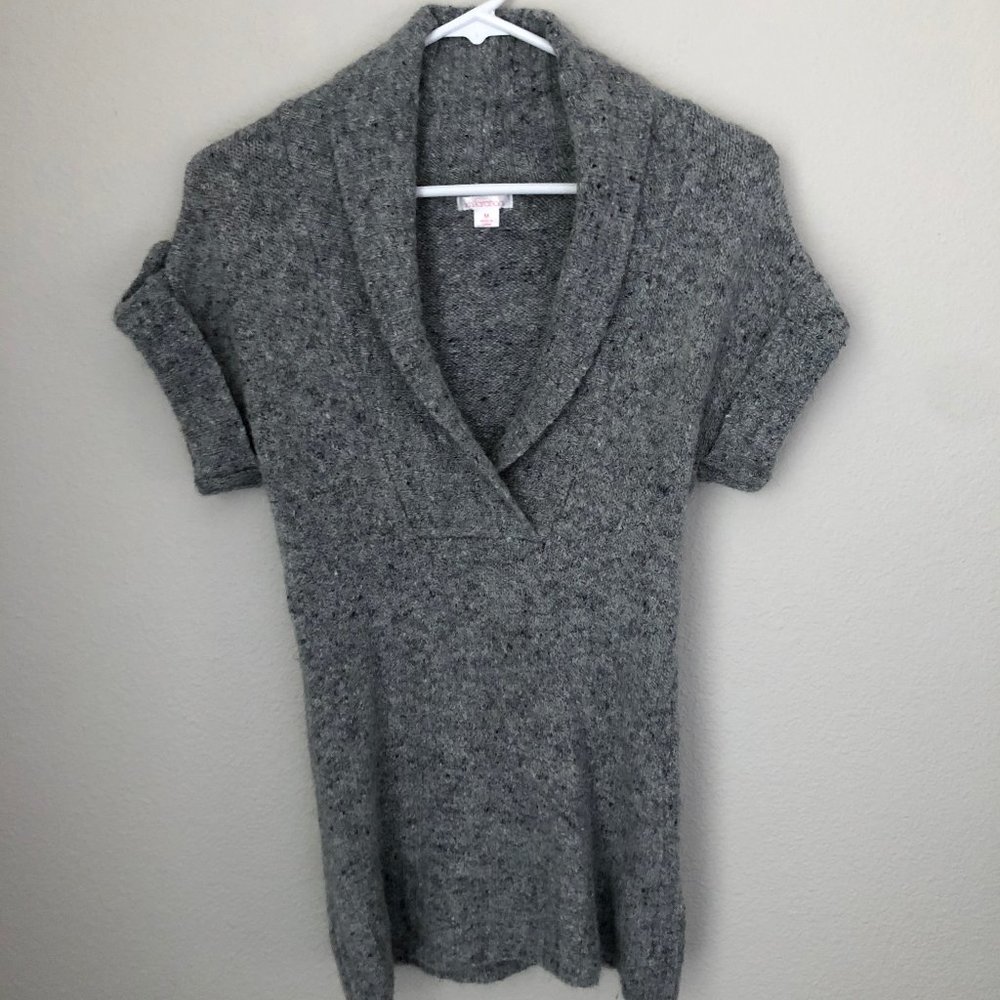 Short Sleeve Gray Tweed Sweater